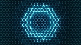 Abstract blue futuristic hexagons surface pattern, honeycomb with offset effect. Blue abstract glowing sci-fi background. Hexagonal wall moving in waves wit neon effect. Looped Seamless 3D Animation - Powered by Shutterstock - Get 15% off with code: PIKWIZARD15