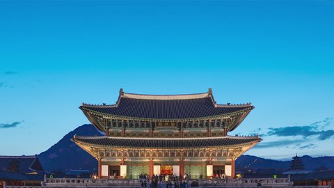 Seoul South Korea time lapse 4K, night timelapse at Gyeongbokgung Palace