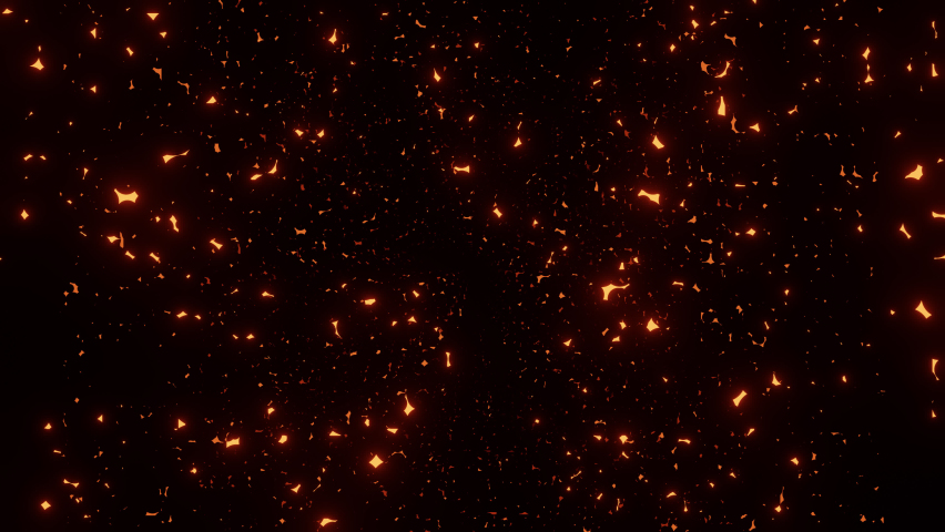 Abstarct 3d fire sparks flow. Dust plasma particles background. Looped animation.