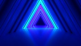 Abstract neon triangle tunnel technological. Endless swirling animated background. Modern neon light. Bright neon lines sparkle and move forward. Seamless loop 3d render - Powered by Shutterstock - Get 15% off with code: PIKWIZARD15