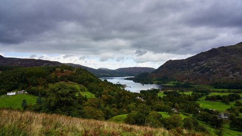 Panning time lapse in the Lake District showing Ullswater in Autumn. Cumbria, England, UK