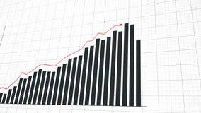 Digital black bar chart with red line growing business concept. Clean Hi-tech style technology chart with a grid. Camera movement with depth of field. 4K resolution animation. - Powered by Shutterstock - Get 15% off with code: PIKWIZARD15