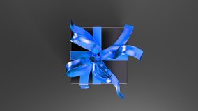Elegant black gift box with blue ribbon opening. Top view.
Black gift box with ribbon opening. Include multimatte channel