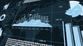 Animated graphs and diagrams financial business on the background of the world map. Data analytics graph. - Powered by Shutterstock - Get 15% off with code: PIKWIZARD15