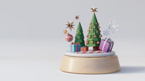 Christmas tree music box on white background.- 3d rendering
