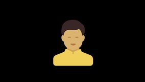 Chinese man animated icon with black png background. More elements in our portfolio.