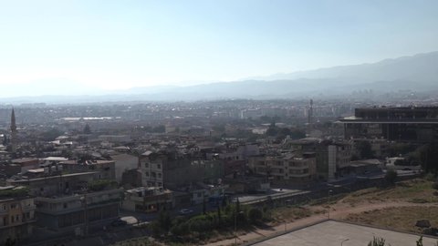 Hatay/Turkey- September 13 2020: Panoramic view of the city of Hatay from the hill where St. Pierre Church is located