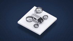 Autonomous flying drone taxi on a white square floor, IoT Future transportation technology, 4k animation. - Powered by Shutterstock - Get 15% off with code: PIKWIZARD15