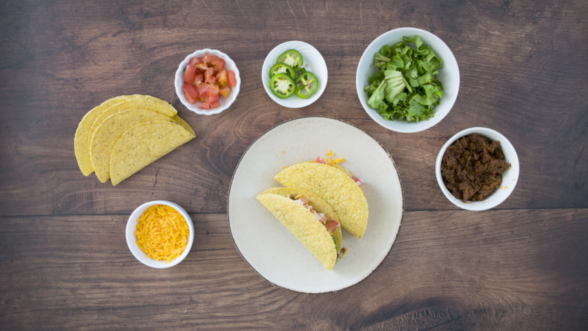 Stop Motion Animation of Eating Two Beef Tacos