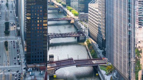 Chicago Bridge Lift - Time Lapse From Above