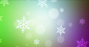 4K looping light pink, green animated video in celebration style. Holographic abstract video with snow and stars. Ads for gift presentations. 4096 x 2160, 30 fps.