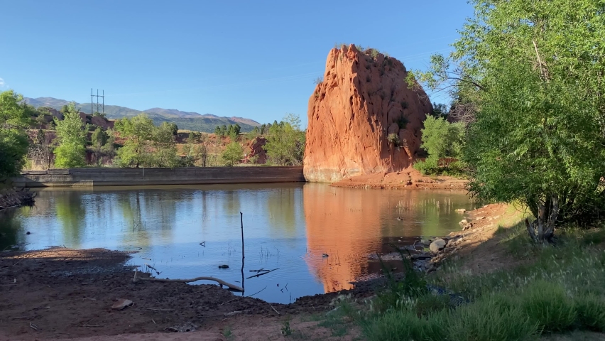 Lake at Red Rocks Open Space near sunset in Colorado Springs, CO