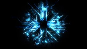 Circuit Burst Digital Energy Explosion. Particles and Energy flowing through circuits and spreading out across the screen, visualizing a digital impact or a processor or computer starting / booting. - Powered by Shutterstock - Get 15% off with code: PIKWIZARD15