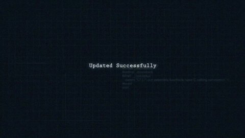 Uploading progress bar computer screen animation loop isolated on black background with blue progress update screen indicator in 4K. Computer loading screen glitch effect.