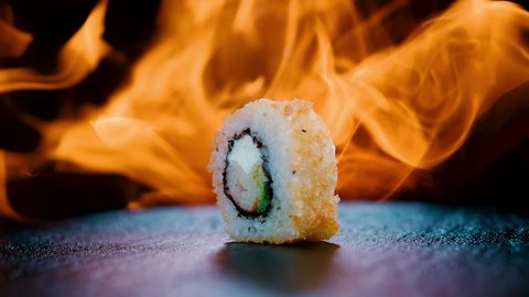Sushi Rolls Spinning Food Japan HD
