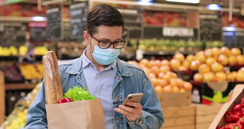 Handsome Male Standing Grocery Shop Packet Stock Footage Video (100% ...