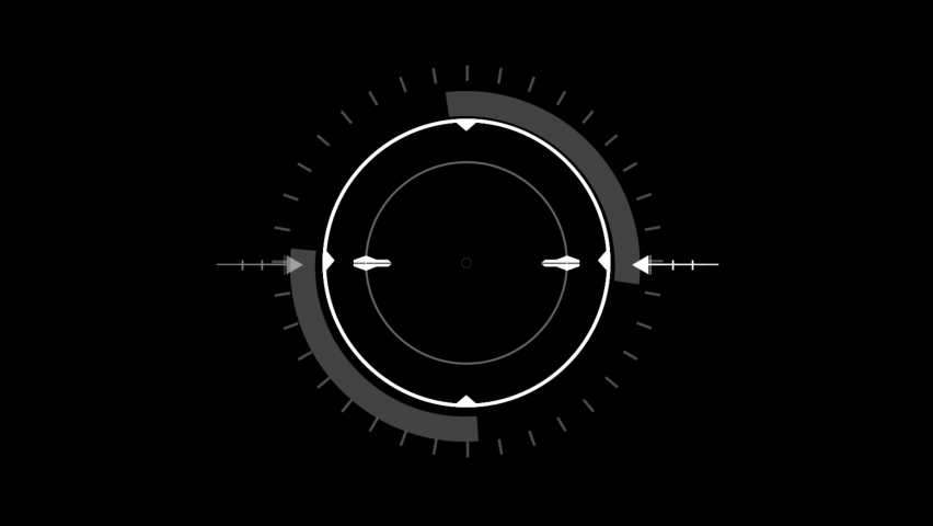 White HUD Circle User interface on isolated black background. Target searching scope and scanning element theme. Digital UI and Sci-fi circular. 4K motion graphic footage video | Shutterstock HD Video #1060632151