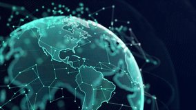 The planet Earth Hologram Rotating Node Connection 4k Loop Animation With Alpha. Global worldwide Business and Technology Network Cyberspace Structure Concept - Powered by Shutterstock - Get 15% off with code: PIKWIZARD15