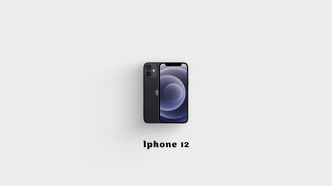 3D Render Iphone 12 on a white background, the appearance of a running stripe icon. Creative video for product presentation. 3D animation for your media project: Chita. Russia. 10.10.2020