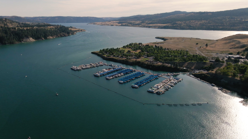 Two River Resort Boat Marina Aerial View on Sunny Summer Day