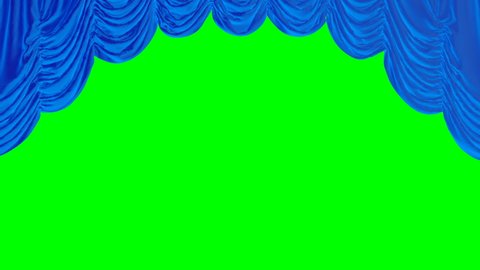 The Austrian red blue curtain opens and closes. The end and the beginning on the theater stage. The video contains a chroma key green color for easy background change.