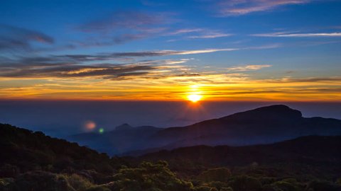 Time Lapse Sunrise On Valley At Doi Inthanon National Park Of Chiang Mai, Thailand