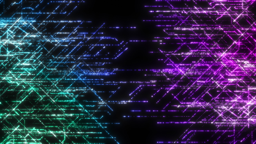 Colorful Chaotic data running across screen in circuits. Visualization of data transfer, interconnection and world wide web. | Shutterstock HD Video #1060652425