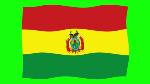Bolivia Flag Waving and Flutter Green Screen Background Animation  