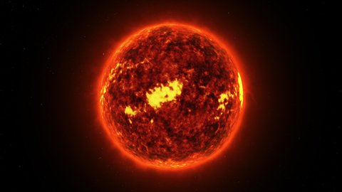Concept 2-U1 View of the realistic sun from space with solar flares and stars.