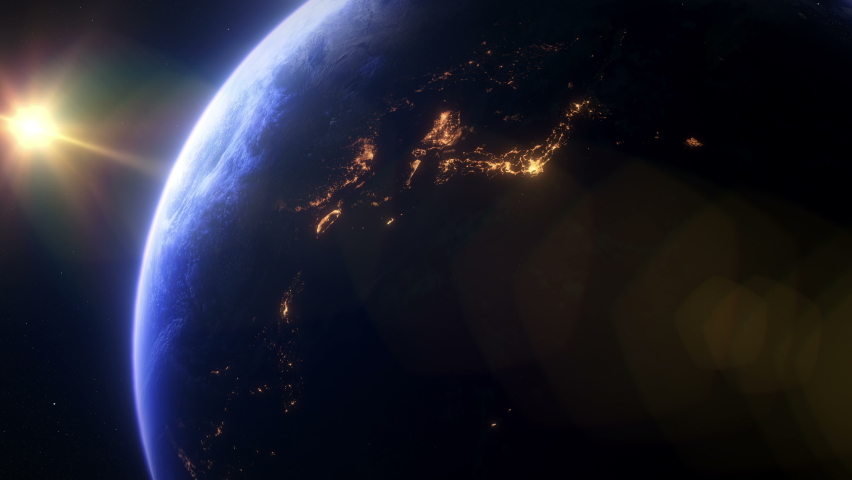 Slow Sunset Overt Asia. The Earth Seen From Space. Asian City Lights.	 | Shutterstock HD Video #1060662154