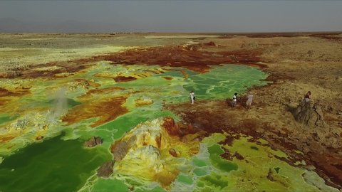 Ethiopia. Dallol Lake. The colorful landscape of Dallol lake in Crater of Dallol Volcano. Lake Dallol with its sulphur springs is the hottest place on the Earth.