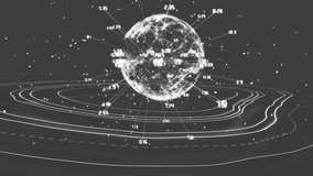 Animation of globe spinning and data processing with moving white map lines on grey background. Global networking concept digitally generated image. - Powered by Shutterstock - Get 15% off with code: PIKWIZARD15