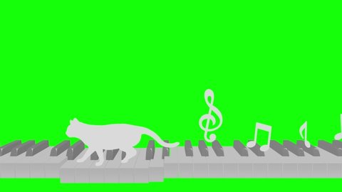 Cat silhouette Piano note walk loop pattern A