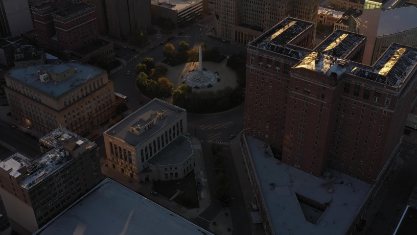 Buffalo New York City Skyline Fall Autumn Sunset Sunrise Aerial 4K