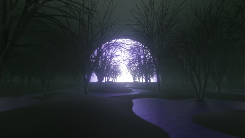 Full Moon Night In the Dark Forest 3D Rendering | Shutterstock HD Video #1060693093