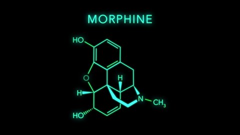 Morphine Molecular Structure Symbol Neon Animation on black background