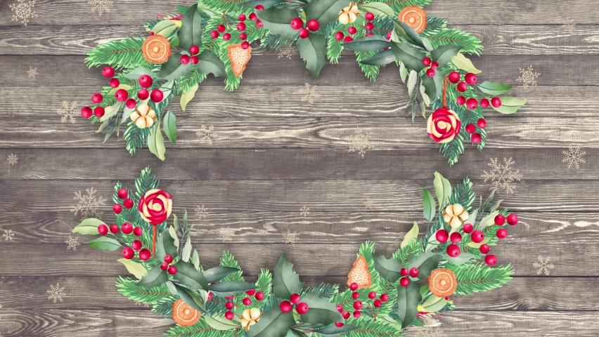 Christmas and New Year banner frame. Christmas decoration on the wooden table. | Shutterstock HD Video #1060695787
