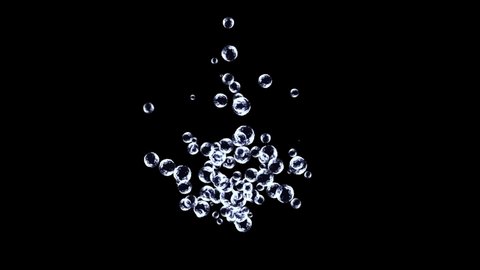 Water Air Bubbles of champagne of different sizes rise upward Blue 4K 3D Green Screen loop Animation.