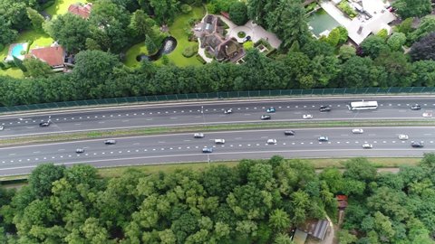 Aerial view of the German autobahn is the controlled-access highway system in Germany the official term is Bundesautobahn or Bundesautobahnen which is translated federal motorway 4k high resolution