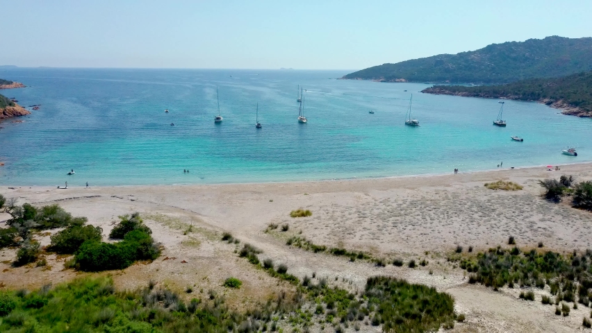 Aerial view on a beautiful beach in the north of Corsica