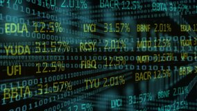 Animation of green binary coding with stock market and financial data processing on black background. Global finances business concept digitally generated image. - Powered by Shutterstock - Get 15% off with code: PIKWIZARD15