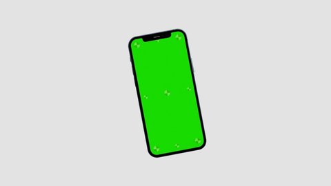 Cracow, Małopolskie / Poland - October 16 2020: 3d render of iPhone 12 Pro green screen with marks for tracking - phone rotations and movements including vertical and horizontal positions