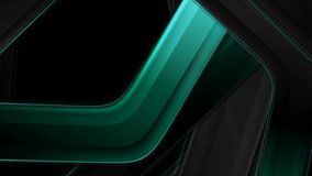 Black and green glossy stripes abstract hi-tech motion background. Seamless looping. Video animation Ultra HD 4K 3840x2160
