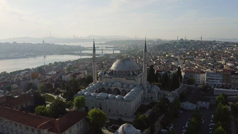 Aerial view of Yavuz Sultan Selim Mosque in Istanbul. 4K Footage in Turkey