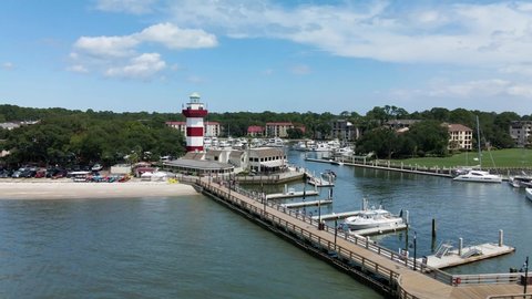 4K Aerial Footage of Harbor Town in Hilton Head Island, South Carolina