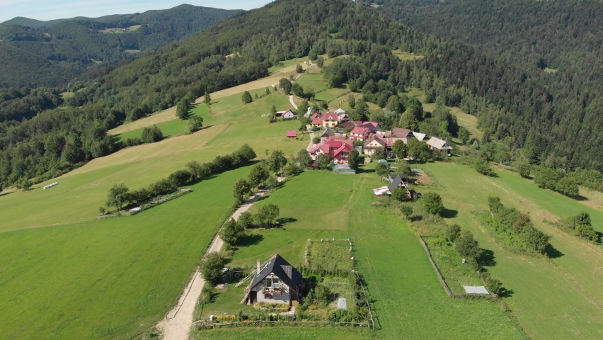 Hamlet Jarzebaki in Summer. Beskid Stock Footage Video (100% Royalty ...