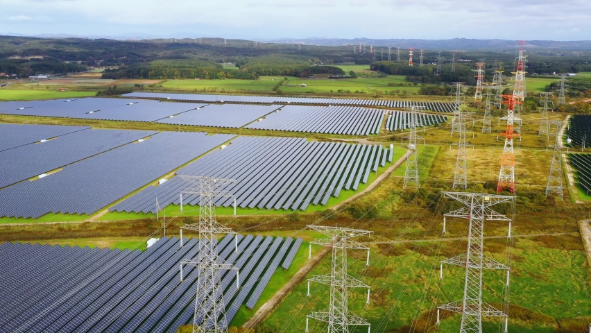 Solar power plant aerial view. Royalty-Free Stock Footage #1060750033