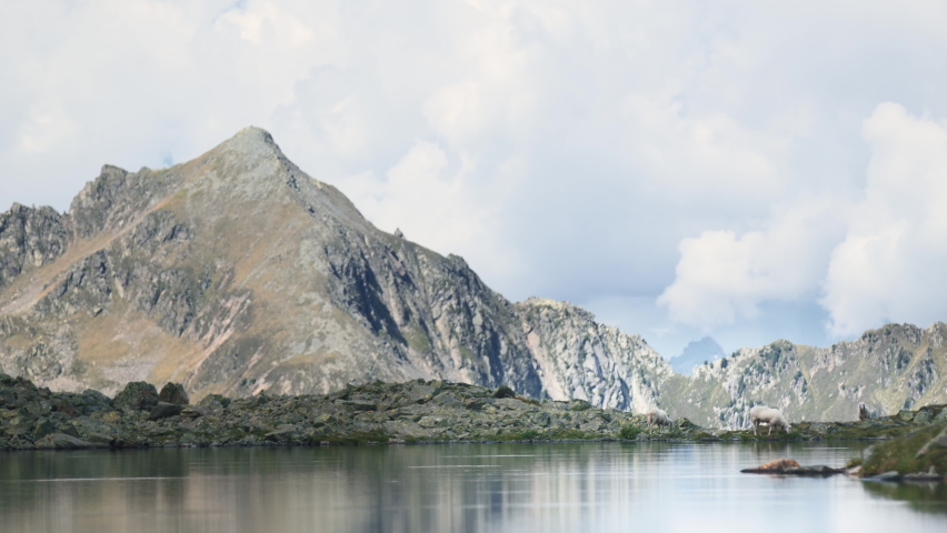 The high mountains of the Austrian Alps in Kuhtai during summer season. The sunshine illuminates the beautiful landscape.