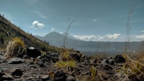Video of high volcano with clouds on Bali island in Indonesia