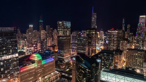 Chicago Skyline at Night - Time Lapse
